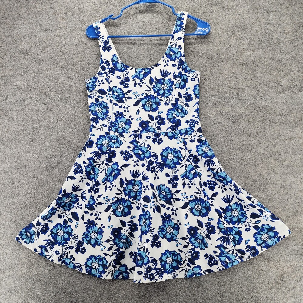 H&M Divided Dress Womens 10 Sleeveless A Line Blue Floral